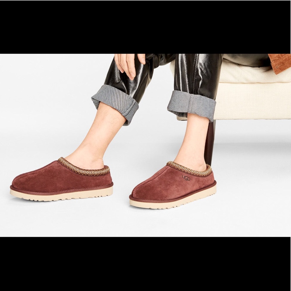 New UGG Tasman Burgundy Shearling Slippers Shoes